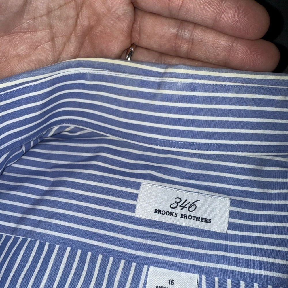 Brooks Brothers 364 Men's Blue Striped Shirt • Size 16 - Picture 3 of 7